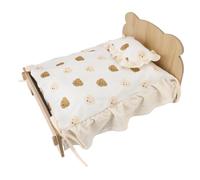 Wooden Pet Bed Soft Mattress and PP Cotton Pillow Elevated for Warm and Comfortable Sleep, Universal for Cat Dog Rabbit Small Animals with Solid Wood Frame