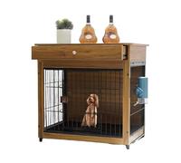Wooden Pet Crate, Indoor Furniture Dog Crate with Drawers, Dog Crate with Sliding Tray on the Bottom and Storage Table on the Top, Easy to Assemble for Small and Medium Dogs