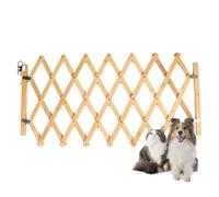 Wooden Pet Gate for Dogs - Retractable & Foldable, 48cm Height, Easy Setup & Storage, Bamboo Alloy Play Yard for Indoor/Outdoor Use, Ideal for Cats Dogs Small Animals