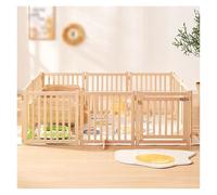 Wooden Pet Playpen, Foldable Dog Fence with Door, Sturdy Design for Indoor & Outdoor Use, Easy Assembly, Space Saving, Versatile Room Divider & Safety Gate