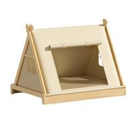Wooden Pet Teepee Tent - Cozy, Breathable & Stylish Dog & Cat Tent, Removable Cushion, Perfect for Indoor & Outdoor Play, Modern Design for Your Furry Friend's Comfort
