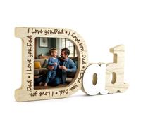 Wooden Photo Frame for Dad Fathers Day Gifts from Daughter Son Baby Dad Daddy Wood Picture Frames Board Dads Happy Birthday Personalised Memorial Presents for Christmas Thanksgiving