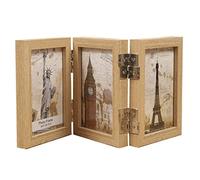Wooden photo frame Picture Frames 4×6"/5x7 Decorative Hinged Desktop Photo Frame Wooden Photo Frame with Glass Front Cover Double and Tri- Photo(7 inches)