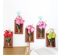 Wooden Photo Frame with 3D Artificial Butterfly Orchid Floral Wall Decor for Indoor & Outdoor Use - Pink, Purple, Red, White, Green or Rose Red (19(Green)
