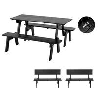 Wooden Picnic Table Bench - A-Frame Outdoor Dining Table for 6 - Convertible Pub Style for Backyard, Porch, Patio & Garden Furniture