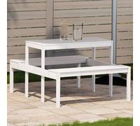 Wooden picnic table White Solid Pine 110x134x75 cm Outdoor Bench Rustic Slatted