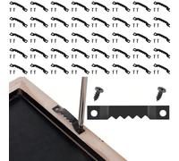 Wooden Picture Frame Hangers, Picture Fasteners，Invisible Saw Tooth Hooks with Two Hole, Invisible Wall Hooks for Photo Frames, Artwork, and Home Decor, with Screws 40 Pieces Black