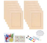 Wooden Picture Frame Set, 10 Pieces 20 x 15 cm Children's Picture Frame Craft Sets with Glitter Stones Glitter Foam Stickers, Colourful Brush for DIY Wood Colour Gifts Decoration Children's Picture