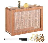 Wooden Piggy Bank For Adults With Progress Counter, Save Towards $10,000 Goal, Dual Slots For Bills &, Simple Assembly For All Ages