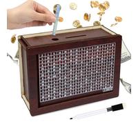 Wooden Piggy Bank, Reusable Money Box, 2000 Euro Retro Money Box Storage Box, Money Box with Numbers Checks, Wooden Money Box with Savings Target, Money Box for Adults and Children