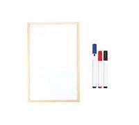 Wooden Pine Frame Dry Wipe Whiteboard Hanging Memo Writing, Drawing, Notices & Reminders for Office Home, Kitchen with Free 3 Marker Set (400 x 600 MM)
