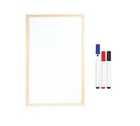 Wooden Pine Frame Dry Wipe Whiteboard Hanging Memo Writing, Drawing, Notices & Reminders for Office Home, Kitchen with Free 3 Marker Set (800 x 600 MM)