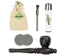 Wooden Pipe in Black 10 cm - Ebony Pipe Wooden Smoking Pipe Wooden Pipe Smoking (5-Piece Set)