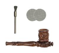 Wooden Pipe in Brown 10 cm 3-Piece Set - Ebony Pipe Wooden Smoking Pipe Wooden Pipe Smoking