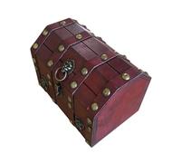 Wooden Pirate Treasure Chest Kids - Vintage Memory Keepsake Box - Pirate Decoration Accessories - Antique Wooden Jewellery and Trinkets Holder - Memory Box Kids - Trunk Treasure Chest Gift - Red