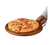 Wooden Pizza Peel - Round Board with 6 Grooves, Large Wooden Pizza Tray, Chopping Board for Baking and Serving | Kitchen Oven Tools for Home, Party, Cured Meat, Bread, Meat, Meal Accessory
