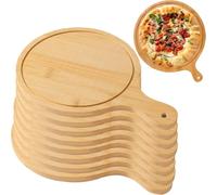 Wooden Pizza Serving Board Lightweight Tray with Handles 23cm | 8 Pack, Up to 33cm Pizza, Light Brown, Storage Use, Pizza Making