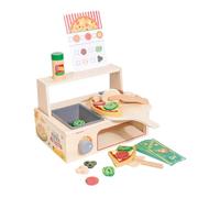 AWHAO Wooden Pizza Toy Play Food Set for 3 4 5 6 Year Old Educational Sturdy