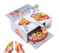 Wooden Pizza Toy, Pretend Play Food Set, Educational Learning Role Play Activity with Oven, Fun Interactive Toy, Children Boys Girls, Christmas Birthday Use