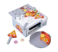 Wooden Pizza Toy - Wood 25.5x19.7x11.5cm Oven, Pizza Diameter 17cm | Pretend Play Food Piżza Set, Learning Roles Play Activity | For 3+ Years Old Children Boys Girls Christmas Birthday Holiday