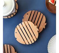 Wooden Placemat Insulation Pad Creative Table Mat Household Anti-Scald Pot Casserole Coaster-Beech(Beech (1 Piece))