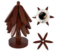 Wooden Placemats, Wooden Tree Coasters Wooden Trivets for Hot Dishes Creative Foldable Tree Coasters Stackable, Heat Resistant Wood Tree Shaped Table Mat for Hot Pots and Pans