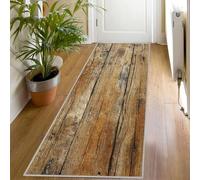 Wooden Plank Print Runner Rug for Hallway, 60x180, Brown Wood Pattern Throw Rug Entrance Rustic Farmhouse Decor Carpet, Washable Non-Slip Rugs Runners for Living Room Bedroom Hp944