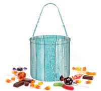 Wooden Planks Texture Wallpaper Printed Round Candy Bags,Halloween Party | Handled Round Candy Bags In Lightweight Twill,Roomy For Sweets,Snacks,And Small Party Favors
