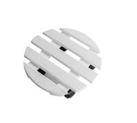 Wooden Plant Caddy - 30 cm Round - Rustic Style - Grooved Surface - Garden Plant Pot Trolley - Stand Mover Dolly on Wheels - Indoor & Outdoor - White