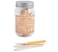 Wooden Plant Labels in Jar Incl. Pencil | Approximately 40pcs | Plant Tags, Labels | Biodegradable Wooden Sticks | Suitable for Indoor Plants & Garden | for Flowers, Seeds & Herbs |