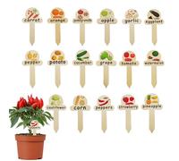 Wooden Plant Labels - Outdoor Decorative Stakes | Gardening Equipment 17 Pieces Flower Labels for Vegetables and Seedlings