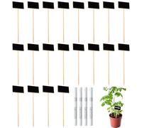 Wooden Plant Labels T-Type, 20PCS Plant Labels, 4pcs Marking Pen