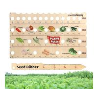 Wooden Plant Ruler With Seed Dibber, Seed Spacing Ruler With Holes, Portable Garden Seeding Spacer Ruler With Planting Guide, Wooden Sowing Ruler For Vegetable Plants