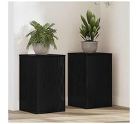 Wooden Plant Stand 2pc Black Oak Engineered Wood 30x30x50cm Tiered Indoor Set