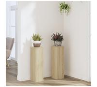Wooden Plant Stand 2pc Sonoma Oak Engineered Wood 17x17x60cm Tiered Compact Set