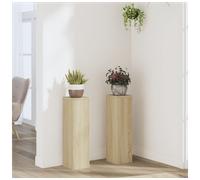 Wooden Plant Stand 2pc Sonoma Oak Engineered Wood 17x17x60cm Tiered Compact Set