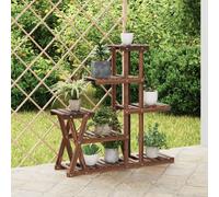 Wooden Plant Stand Carbonised Brown Fir Wood 95x25x96 cm Retro Display Rack Pro