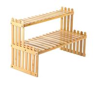 Wooden Plant Stand Desktop Slatted Shelf Storage Display Shelving Rack 2 Tier