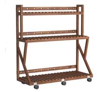 Wooden Plant Stand with Wheels 3 Tier Flower Shelf nizer for Living Room Balcony Garden Corner Display Rack and Pot Holder Stand