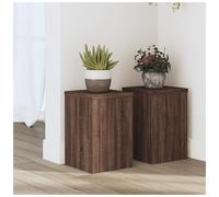 Wooden Plant Stands 2pc Brown Oak 20x20x30cm Engineered Wood Tiered Display Pair