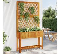 Wooden Planter 100x32x185cm Solid Acacia Natural Outdoor with Trellis Shelf Deep