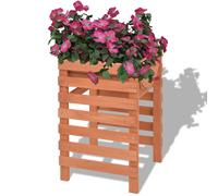 Wooden planter beige Chinese fir 38x36x60cm elevated garden planter with shelf.
