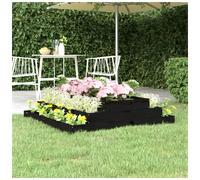 Wooden Planter Black Pine Solid Pine 110x110x27cm Stair-Step Garden Display Box