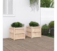 Wooden Planter Box 2pcs Natural Pine 50x50x50cm Rustic Solid Pine Outdoor Patio