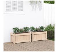 Wooden Planter Box Natural Pine 60x31x31 cm Solid Wood Garden Planter for Patio