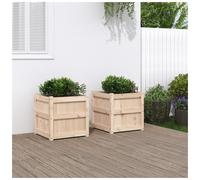 Wooden Planter Box Natural Pine Solid Wood 50x50x50 cm Outdoor Garden Patio Plan