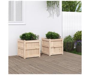 Wooden Planter Box Natural Pine Solid Wood 50x50x50 cm Outdoor Garden Patio Plan
