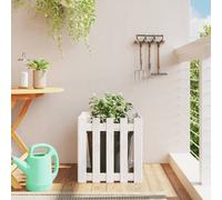 Wooden Planter Box White Solid Pine 50x50x50 cm Square Rustic Garden Fence Plan