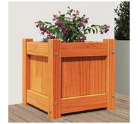 Wooden Planter Brown Pine 31x31x31 cm Solid Pine Cube Outdoor Garden XL Planter
