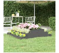 Wooden Planter Grey Pine 110x110x27 cm Solid Pine Stair-Step Raised Bed Outdoor